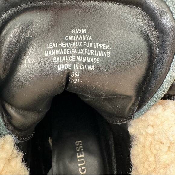 Guess Taanya lace up wedge boots blue leather upper with Sherpa upper size 8.5 - Picture 12 of 13